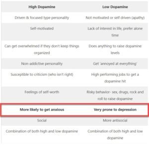 high and low dopamine symptoms