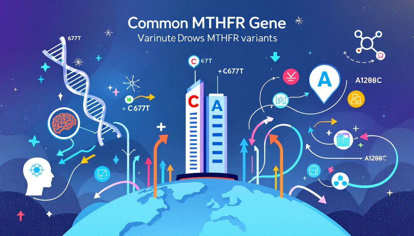 Graphical representation of common MTHFR gene variants.