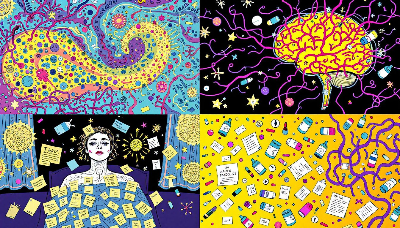 An image depicting the concept of chronic pain and fatigue in IBS patients.