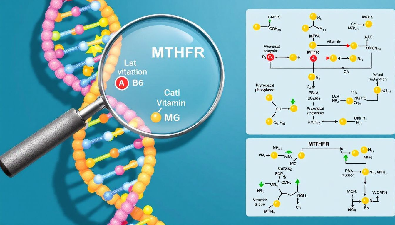 Interaction between MTHFR mutations and Vitamin B6.