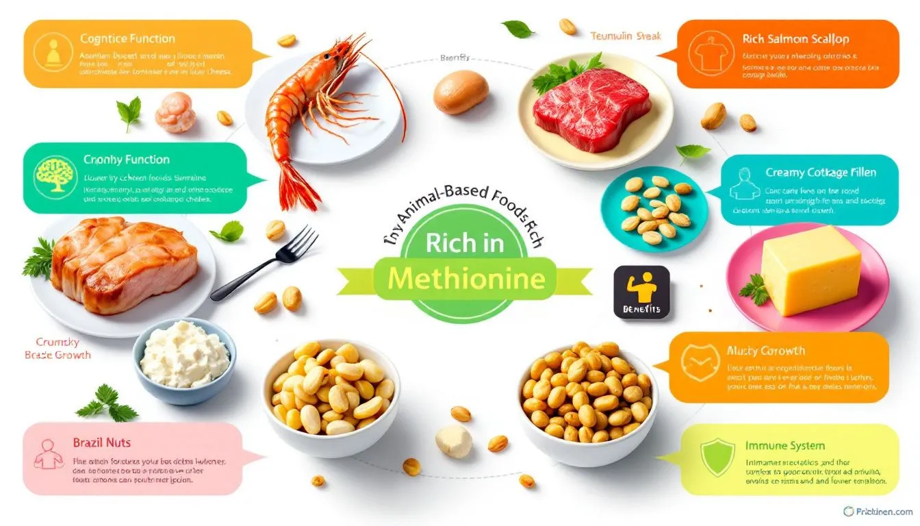 A variety of animal-based foods rich in methionine.