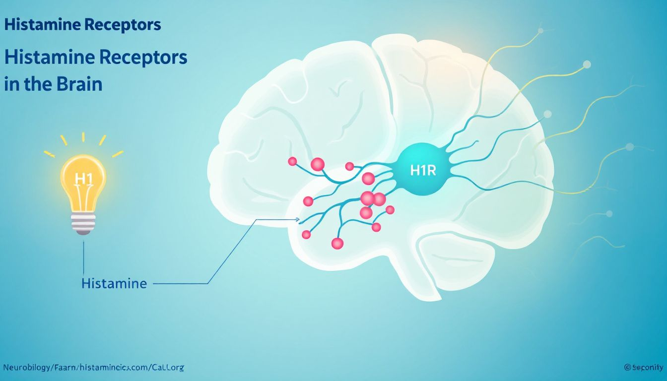 Visual representation of histamine receptors in the brain.