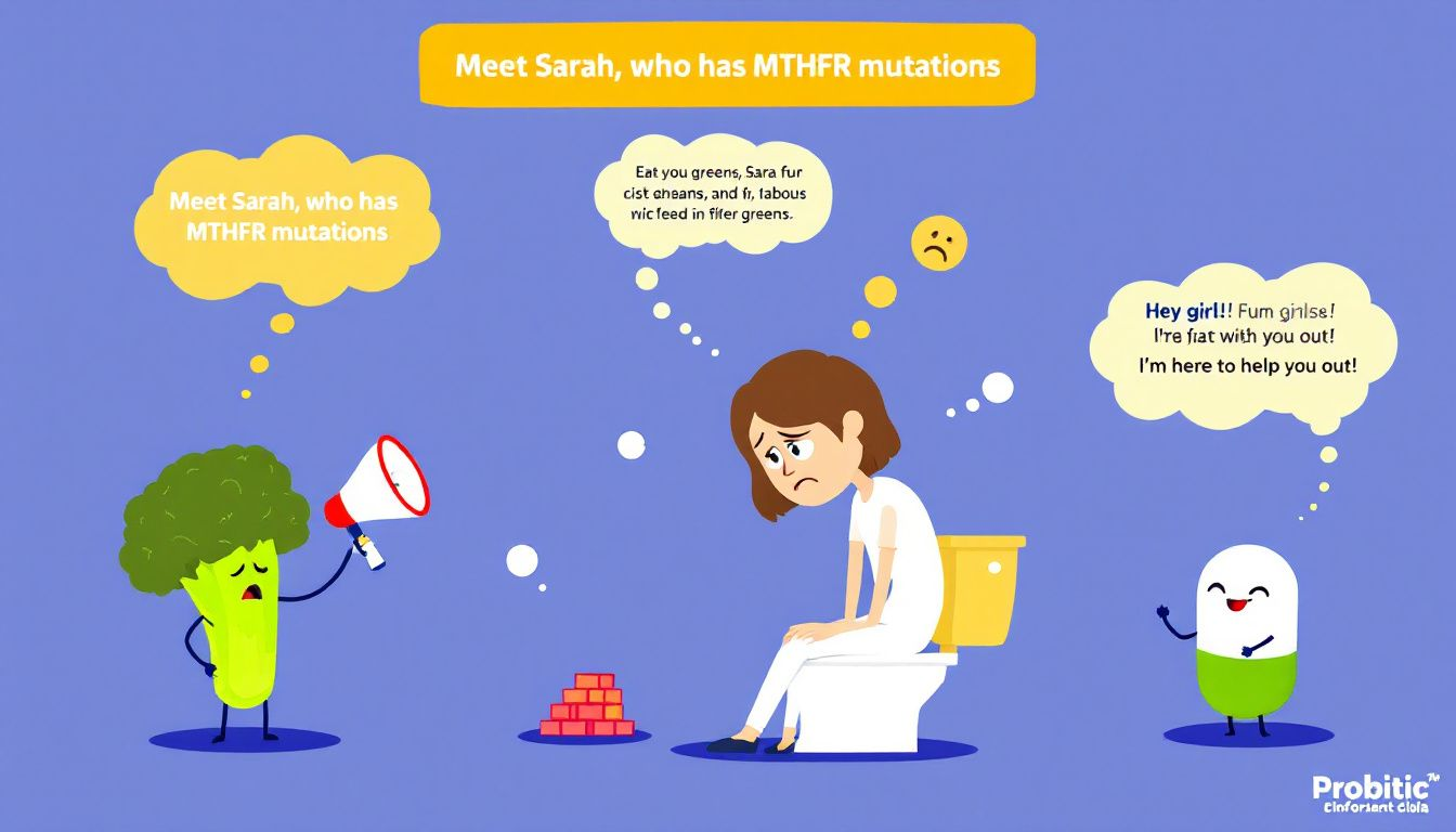 Infographic on solutions for managing constipation with MTHFR mutations.
