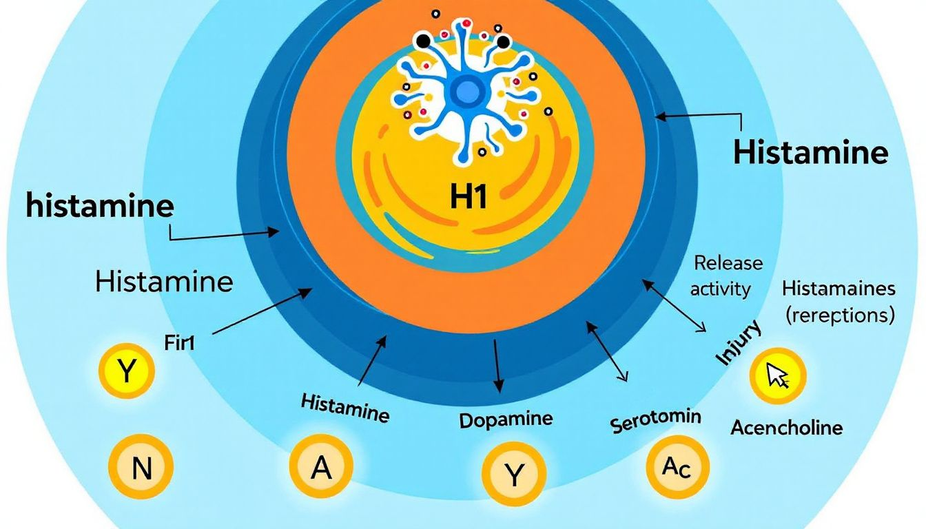 Illustration depicting the histamine activity of the nervous system.