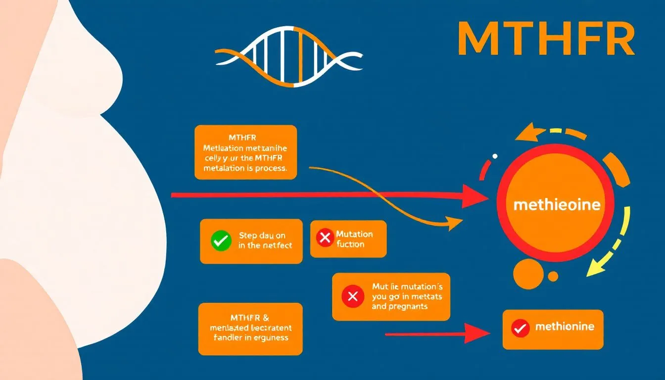 An illustration showing the impact of MTHFR gene on pregnancy.