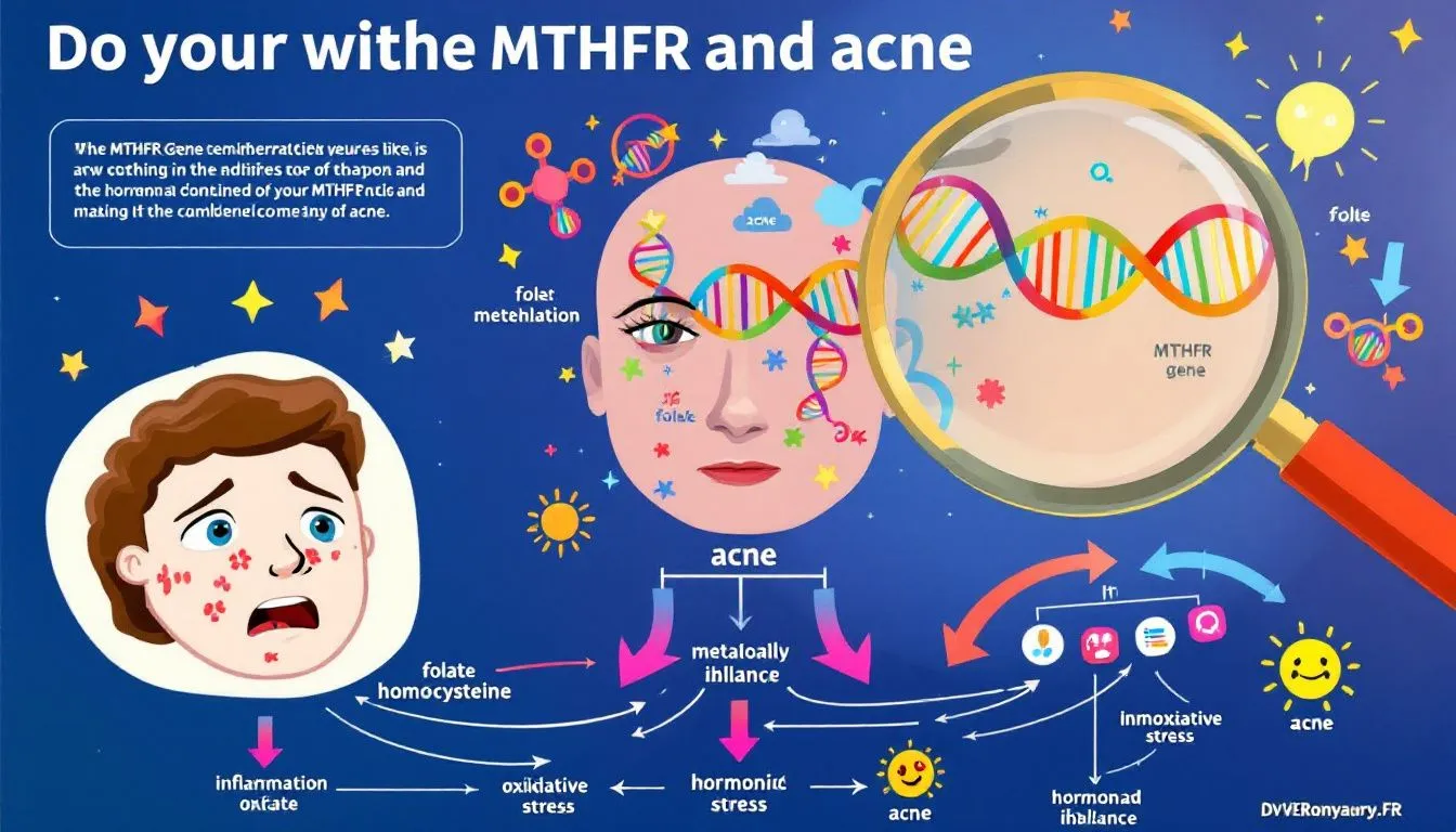 Diagram illustrating the link between MTHFR gene and acne.