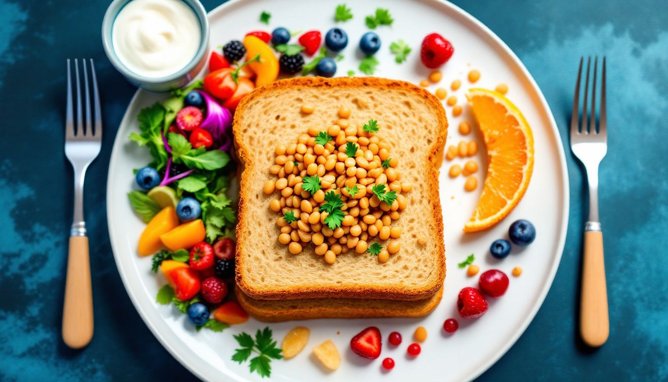 A balanced plate of food representing dietary strategies for managing IBS.